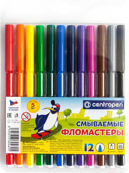 Изображение товара Фломастеры Centropen Пингвины / 7790 1285 (12шт)