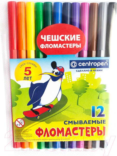 Изображение товара Фломастеры Centropen Пингвины / 7790 1286 (12шт)