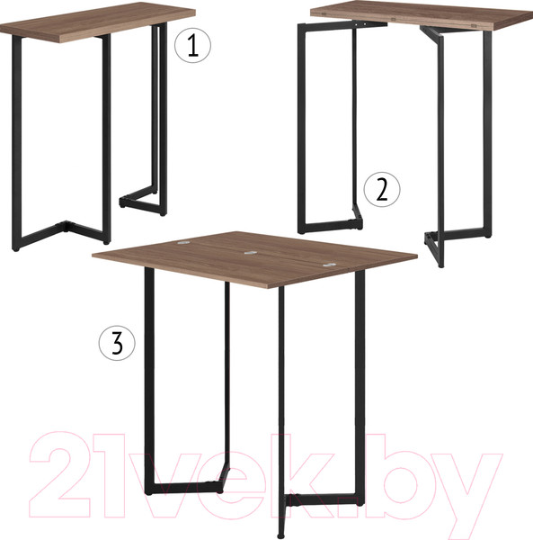 Изображение товара Барный стол Millwood Арлен 2 38-76x120x111 (дуб табачный Craft/металл черный)