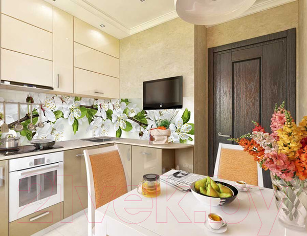 Изображение товара Скиналь Оптион Цветы. Ветка Яблони 38 (стекло, 2800x600x3)