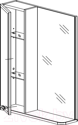 Изображение товара Шкаф с зеркалом для ванной СанитаМебель Лотос 101.600 (левый)