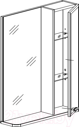 Изображение товара Шкаф с зеркалом для ванной СанитаМебель Лотос 101.600 (правый)