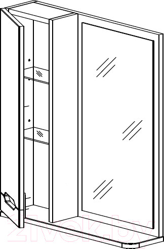 Изображение товара Шкаф с зеркалом для ванной СанитаМебель Сизаль 14.600 (левый)