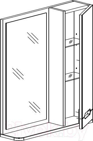 Изображение товара Шкаф с зеркалом для ванной СанитаМебель Сизаль 14.600 (правый)