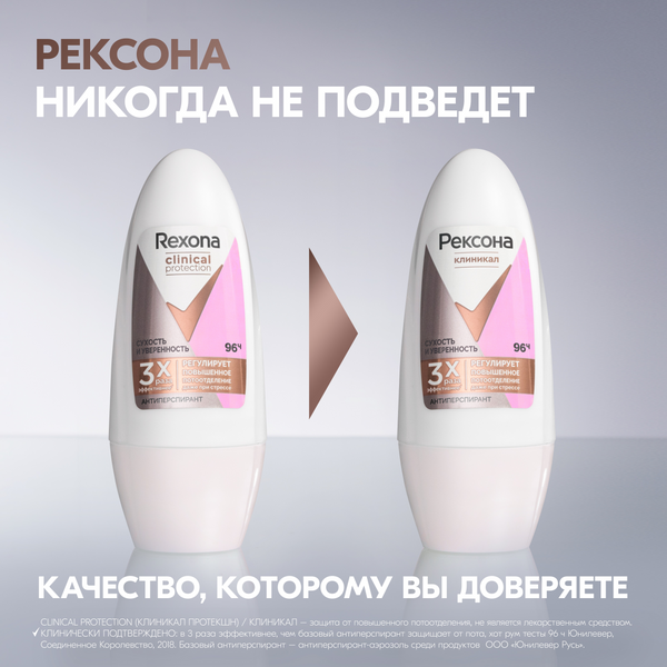 Изображение товара Антиперспирант шариковый Rexona Clinical Protection Сухость и уверенность Box (50мл)