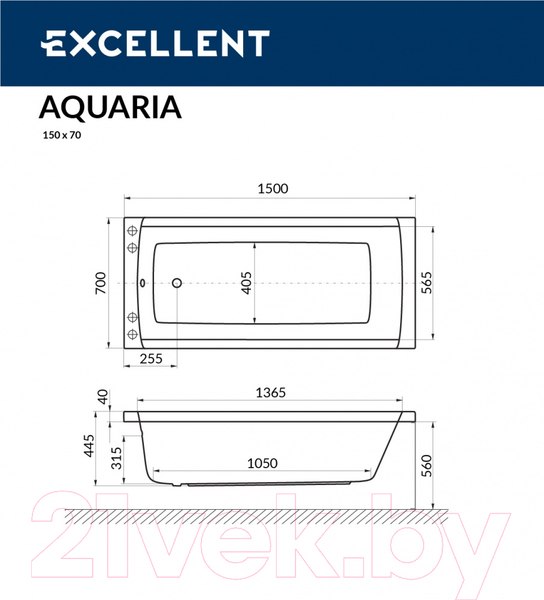Изображение товара Ванна акриловая Excellent Aquaria 150x70
