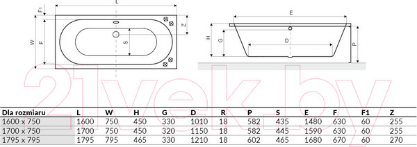 Изображение товара Ванна акриловая Excellent Oceana Slim 170x75