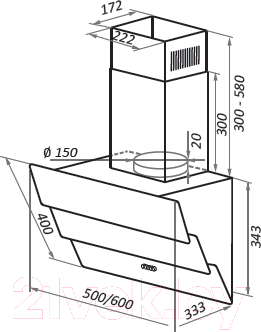 Изображение товара Вытяжка наклонная HOMSair Vertical 60 (белый)