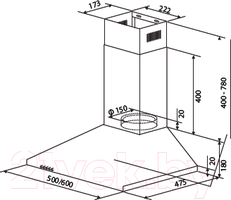Изображение товара Вытяжка купольная HOMSair Delta 50 (белый)