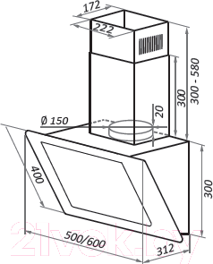 Изображение товара Вытяжка наклонная HOMSair Elf Push 60 (белый)