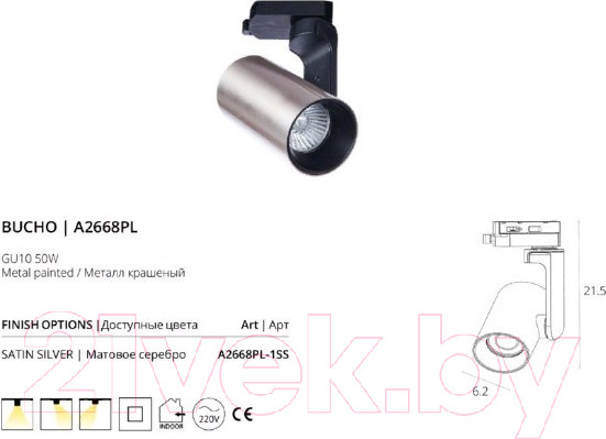 Изображение товара Трековый светильник Arte Lamp Bucho A2668PL-1SS