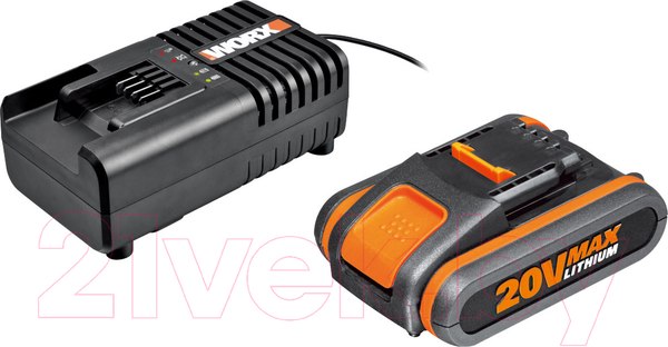 Изображение товара Набор аккумуляторов для электроинструмента Worx WA3551.1 + зарядное устройство WA3880 / WA3601