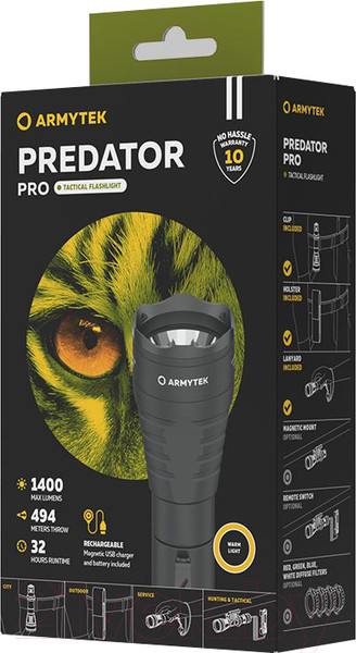 Изображение товара Фонарь Armytek Predator Pro Magnet USB F07301W XHP35 HI (теплый)