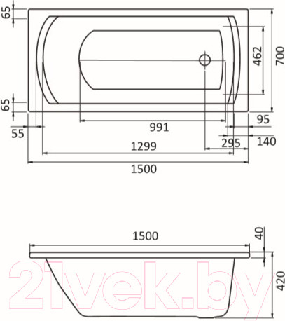 Изображение товара Ванна акриловая Santek Монако 150x70 (WH111976)