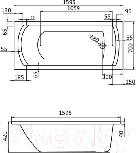 Изображение товара Ванна акриловая Santek Монако 160x70 (WH111977)