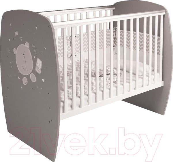Изображение товара Детская кроватка Polini Kids French 700 Teddy (белый/серый)