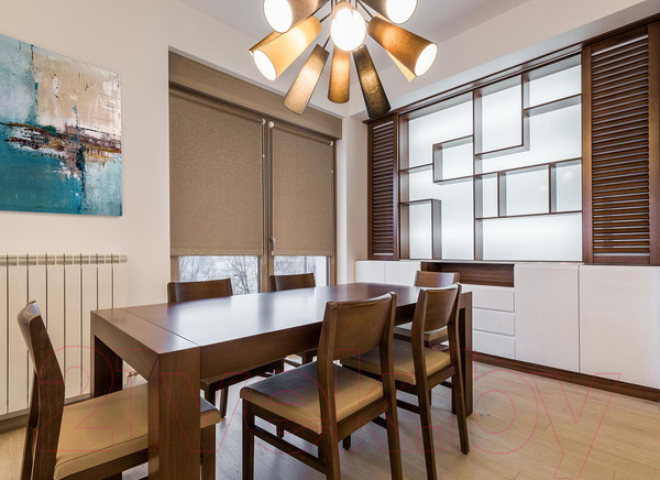 Изображение товара Рулонная штора Delfa Сантайм Жаккард Прима СРШ-01 МД8827 (48x170, какао)