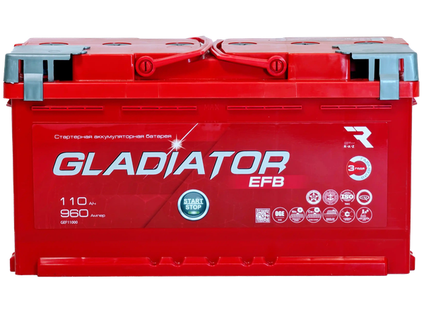 Изображение товара Автомобильный аккумулятор Gladiator EFB R+ (110 А/ч)
