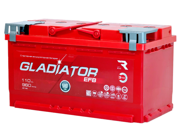 Изображение товара Автомобильный аккумулятор Gladiator EFB R+ (110 А/ч)