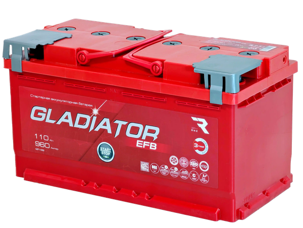 Изображение товара Автомобильный аккумулятор Gladiator EFB R+ (110 А/ч)