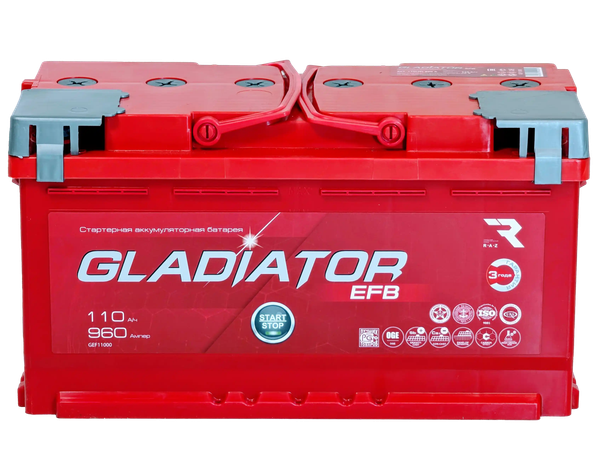 Изображение товара Автомобильный аккумулятор Gladiator EFB R+ (110 А/ч)