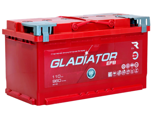 Изображение товара Автомобильный аккумулятор Gladiator EFB R+ (110 А/ч)