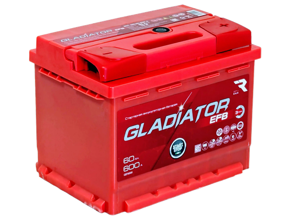 Изображение товара Автомобильный аккумулятор Gladiator EFB R+ (60 А/ч)
