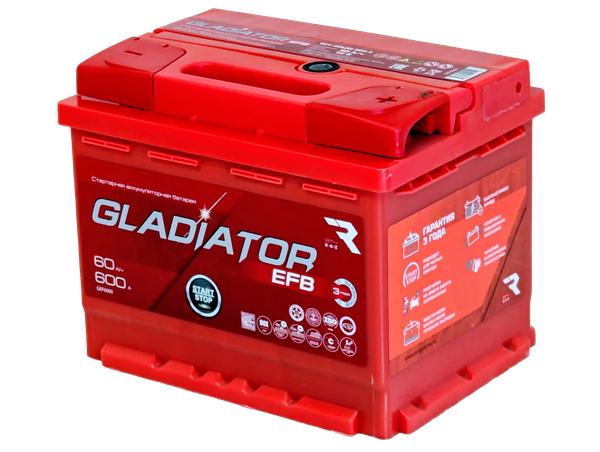 Изображение товара Автомобильный аккумулятор Gladiator EFB R+ (60 А/ч)