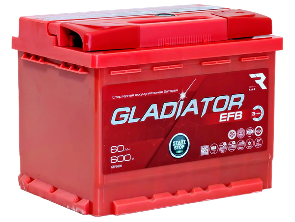 Изображение товара Автомобильный аккумулятор Gladiator EFB R+ (60 А/ч)