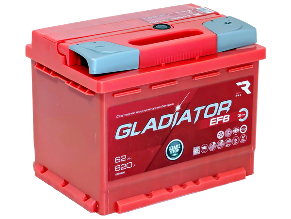 Изображение товара Автомобильный аккумулятор Gladiator EFB R+ (62 А/ч)