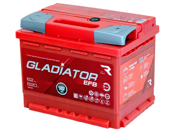 Изображение товара Автомобильный аккумулятор Gladiator EFB R+ (62 А/ч)