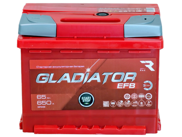 Изображение товара Автомобильный аккумулятор Gladiator EFB R+ (65 А/ч)