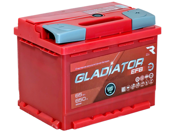 Изображение товара Автомобильный аккумулятор Gladiator EFB R+ (65 А/ч)