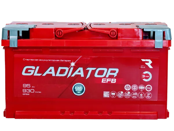 Изображение товара Автомобильный аккумулятор Gladiator EFB R+ (95 А/ч)
