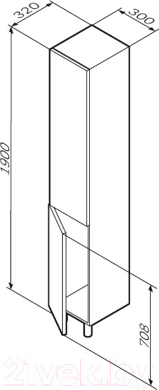 Изображение товара Шкаф-пенал для ванной AM.PM Gem M90CSL0306WG (левый)
