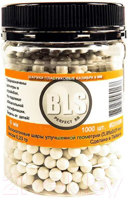 Изображение товара Шарики для страйкбола BLS 6мм 0.20г (1000шт, белый)