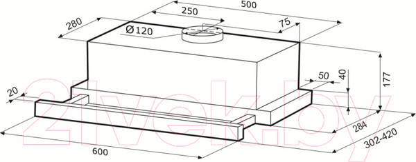 Изображение товара Вытяжка телескопическая Krona Kerry 600 PB / 00026267 (нержавеющая сталь)