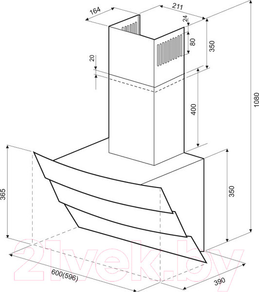 Изображение товара Вытяжка наклонная Krona Inga 600 Black Sensor / 00018185