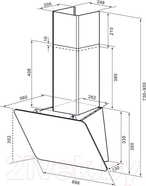 Изображение товара Вытяжка наклонная Krona Liora 900 Black S / 00026673
