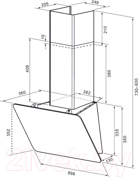 Изображение товара Вытяжка наклонная Krona Liora 900 White S / 00026674