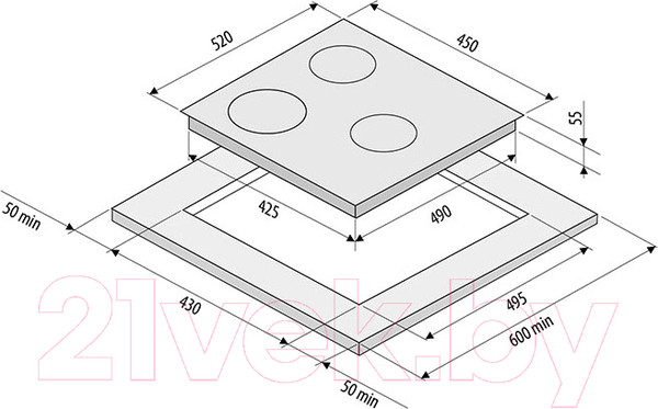 Изображение товара Индукционная варочная панель Krona Ombra 45 BL / 00026363