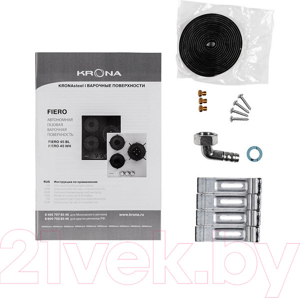 Изображение товара Газовая варочная панель Krona Fiero 45 WH / 00026350
