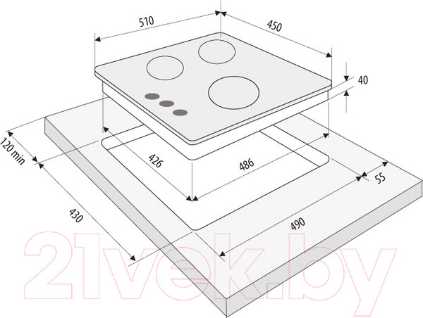 Изображение товара Газовая варочная панель Krona Tordo 45 IX / 00026351