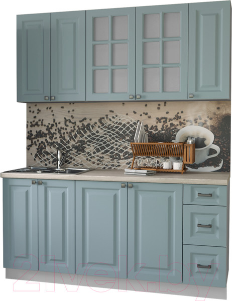 Изображение товара Кухонный гарнитур Интерлиния Мила Деко 1.7А (океан/травертин серый)