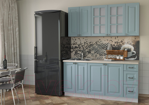 Изображение товара Кухонный гарнитур Интерлиния Мила Деко 1.7А (океан/травертин серый)