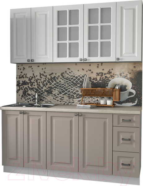 Изображение товара Кухонный гарнитур Интерлиния Мила Деко 1.7А (белый/луна/травертин серый)