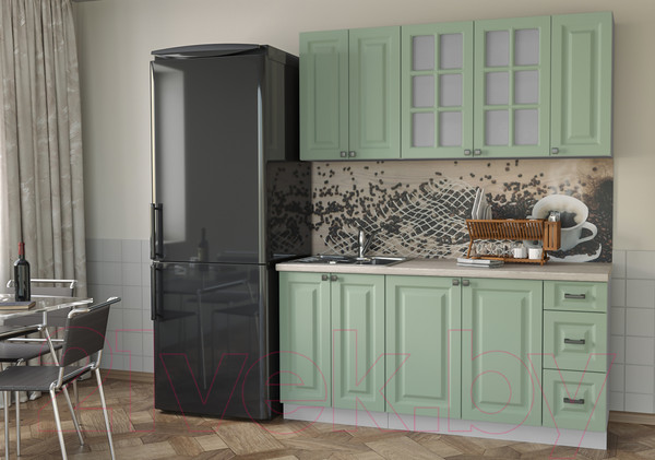 Изображение товара Кухонный гарнитур Интерлиния Мила Деко 1.7А (мята/травертин серый)