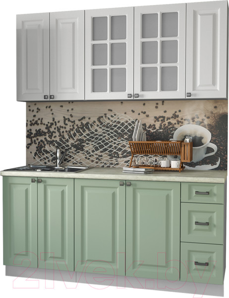 Изображение товара Кухонный гарнитур Интерлиния Мила Деко 1.7А (мята/белый/опал светлый)