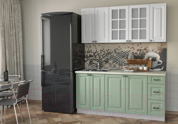 Изображение товара Кухонный гарнитур Интерлиния Мила Деко 1.7А (мята/белый/опал светлый)