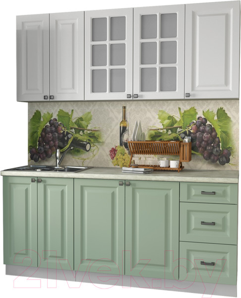 Изображение товара Кухонный гарнитур Интерлиния Мила Деко 1.8А (мята/белый/опал светлый)